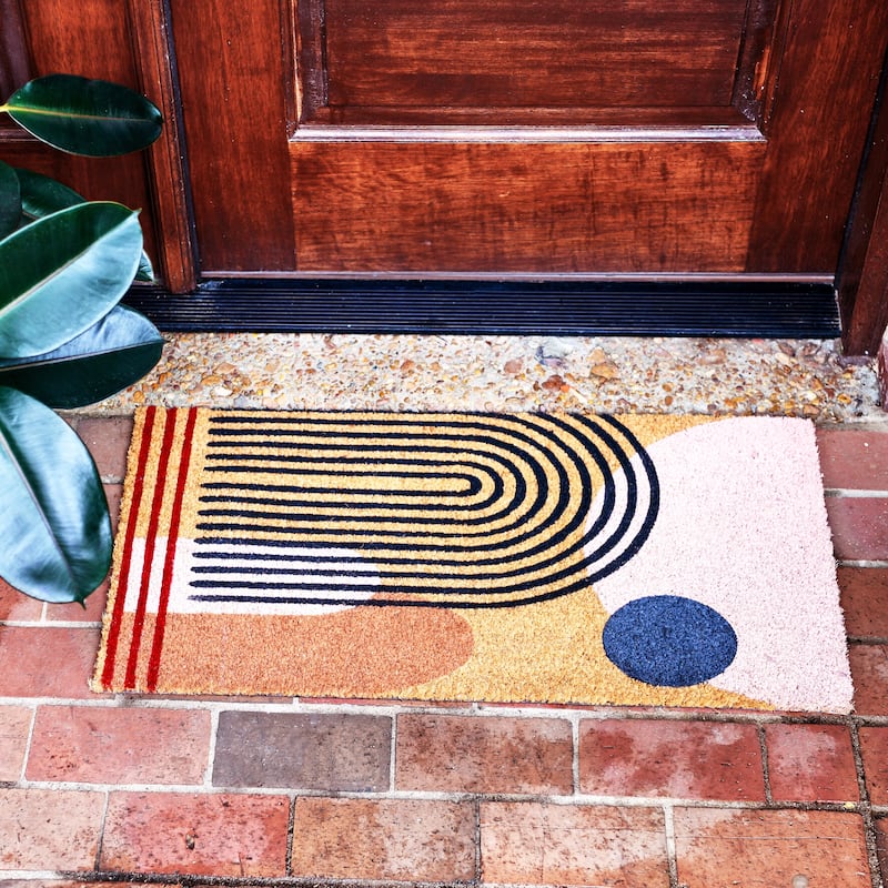 Geometric Coir Doormat - 32.0"L x 16.0"W x 0.1"H
