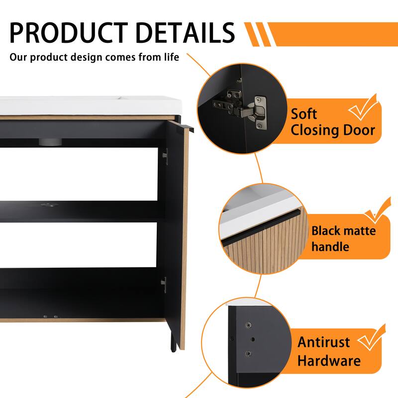 Bathroom Vanity With Sink In 24/30/36 Inch, Freestanding Bathroom Vanity With Soft Close Door and Adjustable Shelf
