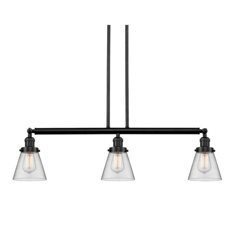 Innovations Lighting Small Cone 3 Light 39" Wide Linear Chandelier - Oil Rubbed Bronze / Clear