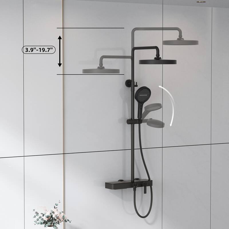 Modland 3-Function Wall Mount Shower System with Tub Spout 10.8" Rainfall Shower & Handheld Shower