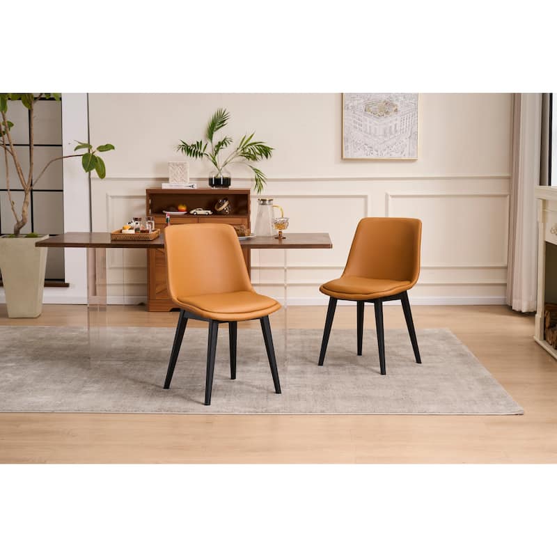 Dining Chair, Set of 4 Modern Kitchen Dining Room Chairs, Plastic Upholstered Dining Accent Chairs with Plastic Leg