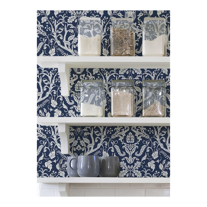 NuWallpaper Navy Escape to the Forest Peel & Stick Wallpaper - 216in x 20.5in x 0.025in