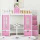 preview thumbnail 2 of 7, Pink Full-over-Full Bunk Bed with Upper Bed & Desk