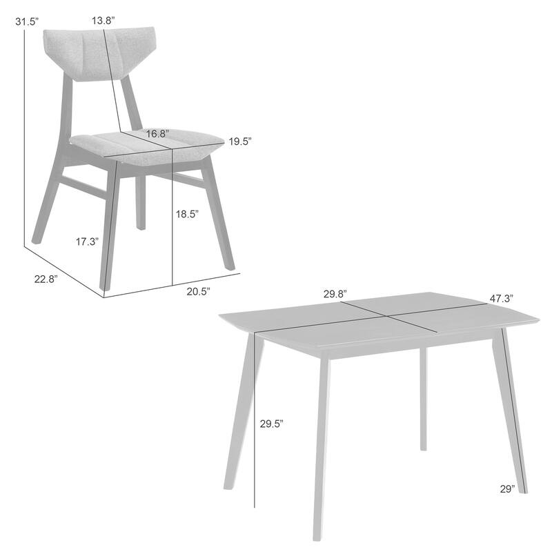 Amaris 5-Piece Rectangular Walnut Dining Set with Upholstered Chairs