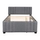 preview thumbnail 13 of 13, Full Size Upholstered Platform Bed with Trundle, Linen Upholstery, Tufted Headboard, Sturdy Frame