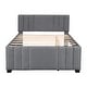 preview thumbnail 13 of 13, Modern and Timeless，Full Upholstered Platform Bed with Trundle，Multifunctional Design
