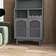 preview thumbnail 5 of 4, Living Room Wine Cabinet with Removable Rack and Wine Glass Rack, One Cabinet with Glass Doors