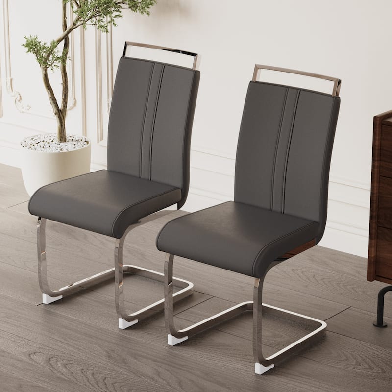 Club Guest Office Chair Set of 4, Dining Room Kitchen Dining Chairs, PU Faux Leather Upholstered Side Chair with Metal Legs