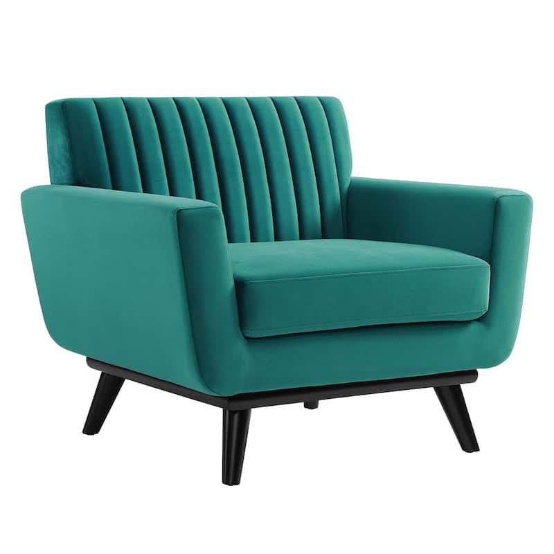 Engage Channel Tufted Performance Velvet Armchair - Teal