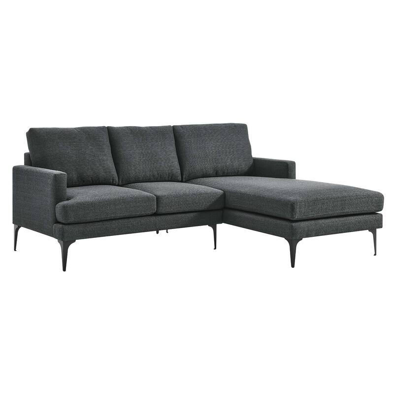 Evermore Right-Facing Upholstered Fabric Sectional Sofa - Grey