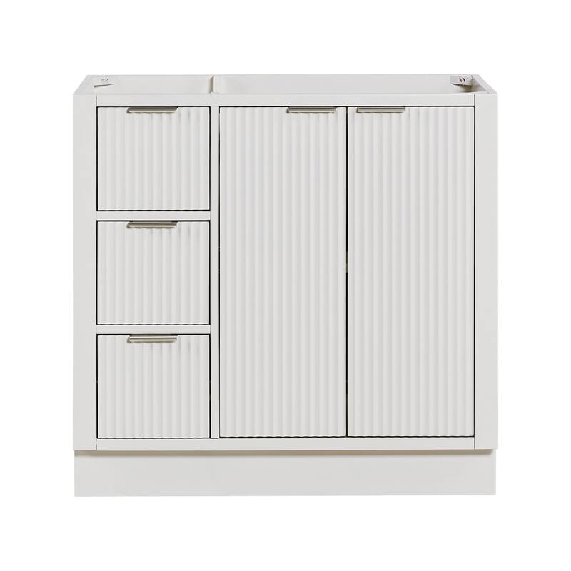 Ariel P36-R-BC Milan 36" Single Free Standing Vanity Cabinet - Warm White / Brushed Nickel Hardware