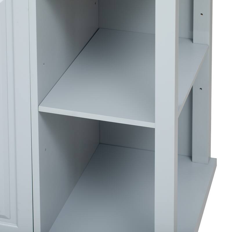 Kitchen Island with Storage Rack, 2 Drawers and 2 Cabinet
