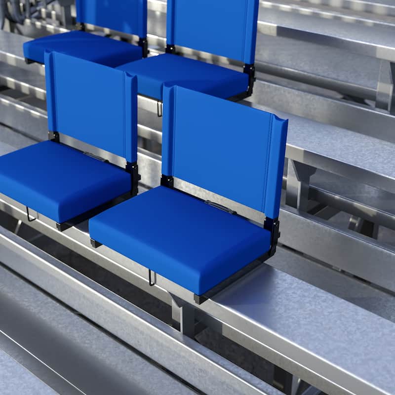 2 Pack 500 lb. Rated Lightweight Stadium Chair-Handle-Padded Seat - Blue
