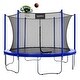 preview thumbnail 1 of 5, Machrus 12 ft Round Trampoline w/Safety Enclosure & Basketball Hoop with Ball & Pump - Outdoor Trampoline for Kids - Adults