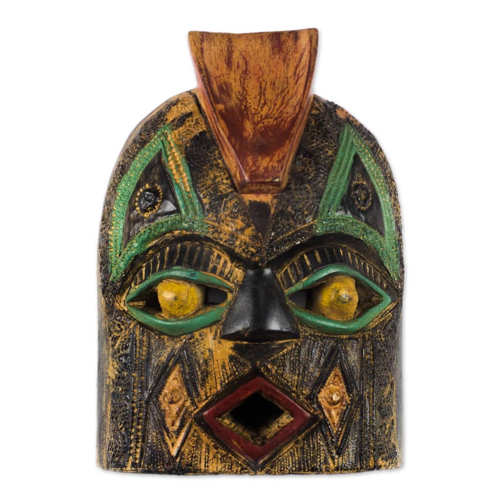 Novica Handmade Diamond Mouth African Wood Mask