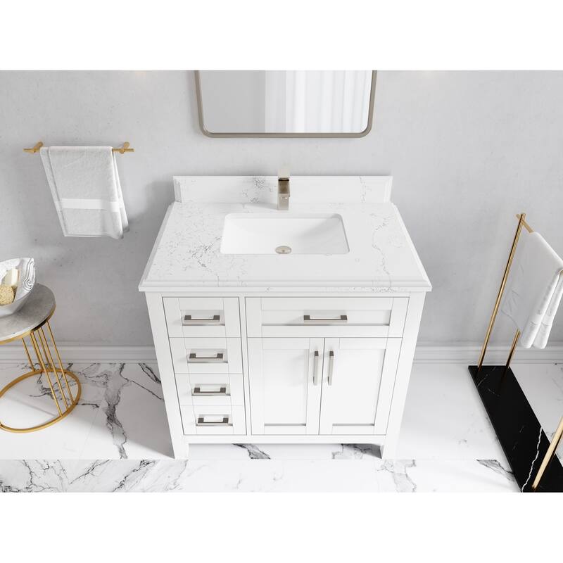 Willow Collections 36 in. W x 22 in. D Cambridge Single Sink Bathroom Vanity Center with Countertop - 1.5" Empira White - White