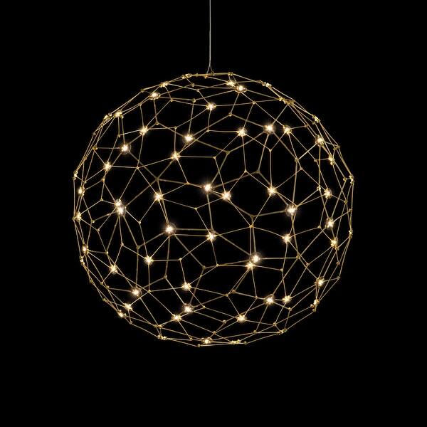 slide 2 of 3, Golden Lighting 5462-24 Spheris 24" Wide Pendant Natural Brass