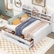 preview thumbnail 31 of 43, Full Size Wooden Captain Bed with Built-in Bookshelves, 3-Storage Drawers, and Trundle, Light Grey, Classic Style Bed Frame White