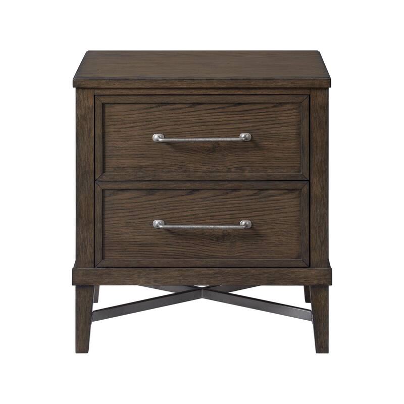 Preston 26" Wide Bedroom Nightstand with 2 Drawers, Weathered Vintage Oak