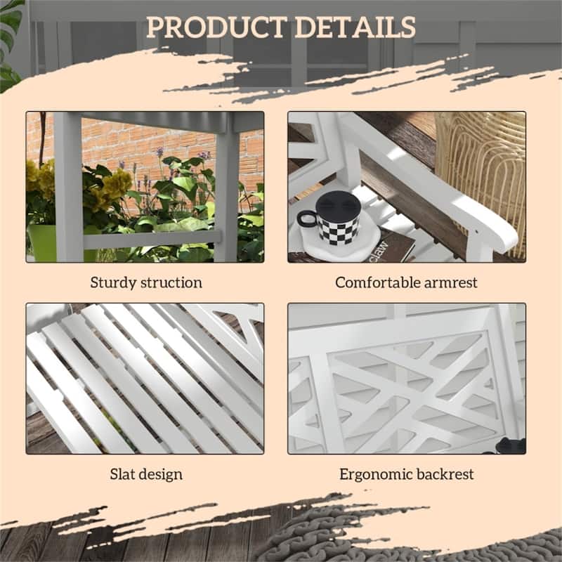 Poplar Wood Garden Bench with Slatted Seat and Back for Patio or Outdoor Use - 46" W x 23.25" D x 35.5" H