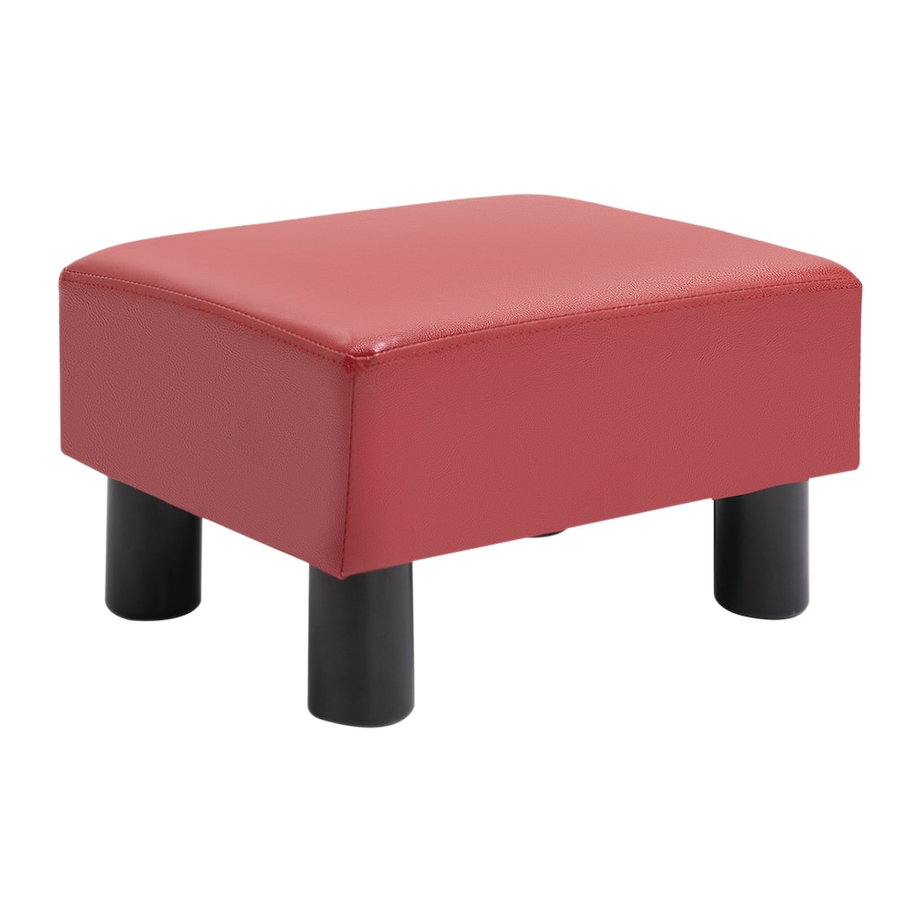 Ottoman Foot Rest, Small Foot Stool with Faux Leather Upholstery, Rectangular Ottoman Footrest
