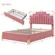 preview thumbnail 5 of 7, Pink Full Size Velvet Upholstered Platform Bed - 4 Drawers, 16 Colors & 4 Patterns RGB Lights, Irregular Metal Bed Legs