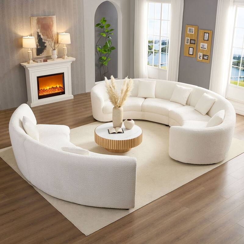 Curved Cloud Sofa, Upholstered Comfy Sofa with Pillows for Living Room