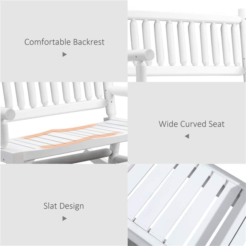 Wood Outdoor Rocking Bench Porch Garden Seat 550lbs - 44” L x 37.75” W x 36.5” H
