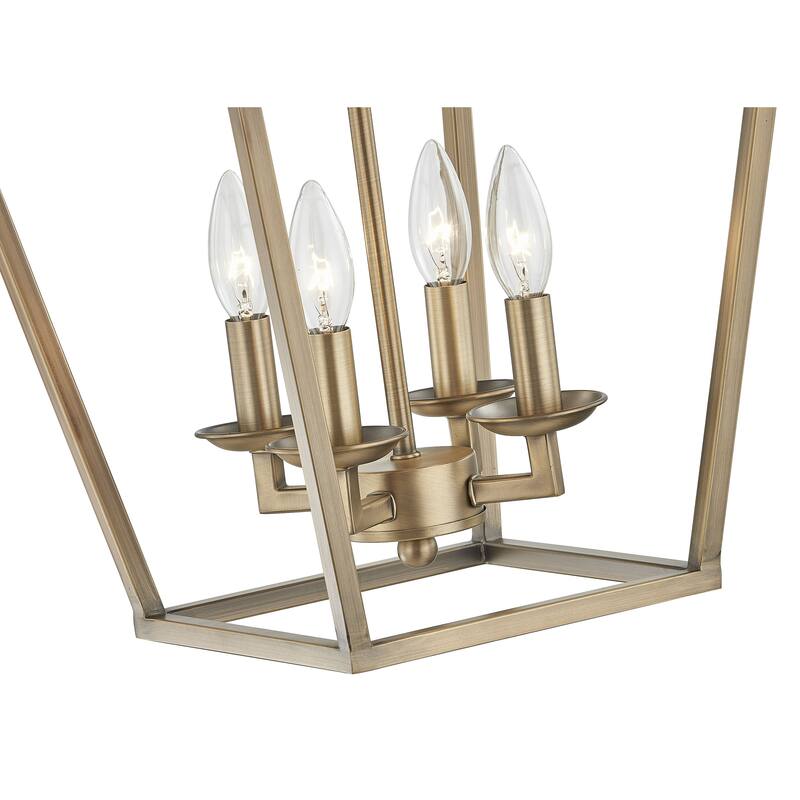 Cage Chandelier 4-Light Lantern Square Light Pendant