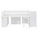 preview thumbnail 14 of 18, Artsy Full Size Loft Bed with Retractable Writing Desk and 3 Drawers, Wooden Loft Bed with Storage Stairs and Shelves, White
