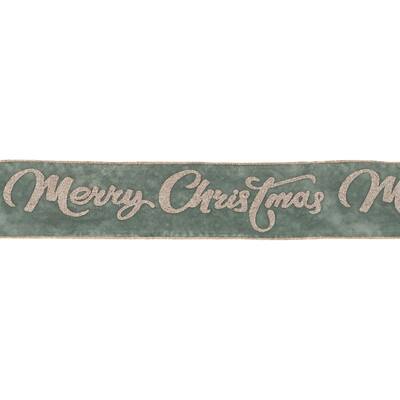 Wired Ribbon 4x5 Yds Glitter Merry Christmas Holiday Decor - 180” x 4”x 0.25”