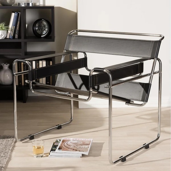 Momei Mid-Century Modern Saddle Leather Accent Chair with