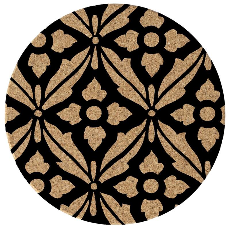 Museum Ebony 4 Pack Absorbent Cork Coaster Made in The USA 4" Round - Multi