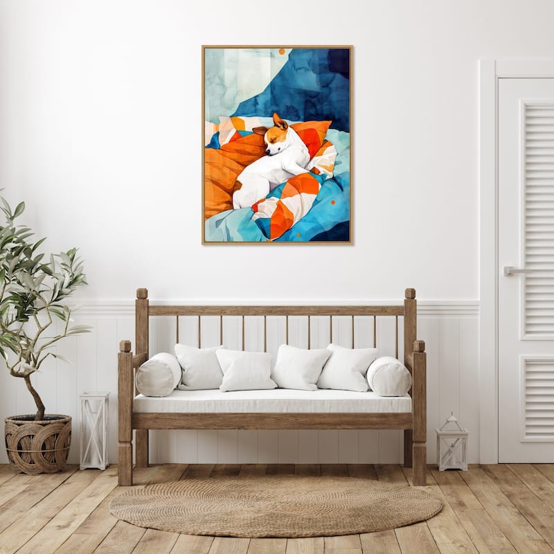 Dogs Life Nap by Justyna Jaszke Framed Canvas Wall Art
