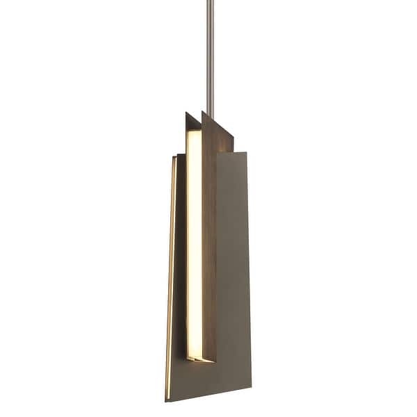 slide 2 of 6, Kovacs P1641-L Intersezioni 6" Wide x 18-1/4" Tall LED Multi Light Midnight Iron / Faux Walnut
