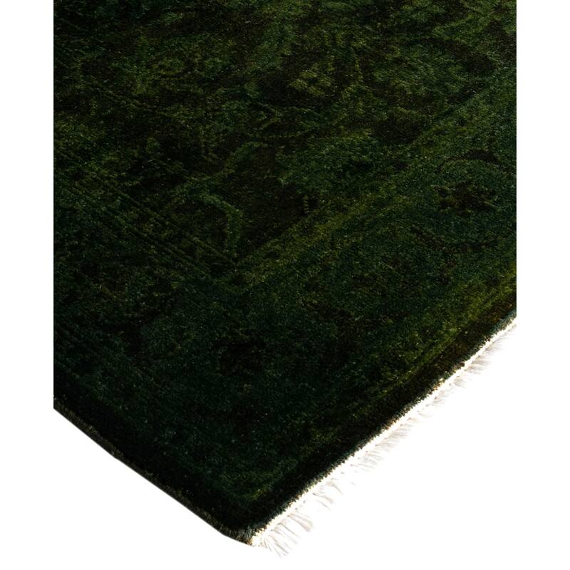 Overdyed One-of-a-Kind Hand-Knotted Area Rug - Green - 2' 6" x 15' 9"