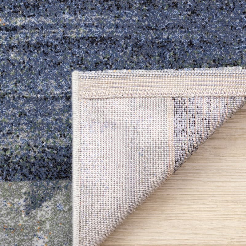Amelia Collection - Dense Abstract Art Blue Green Area Rug