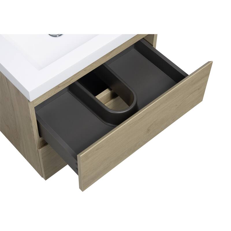 24" Floating Bathroom Vanity with Resin Sink,Soft Close Drawers