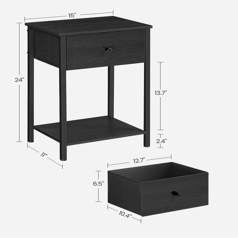 Nightstand, Side Table with Fabric Drawer