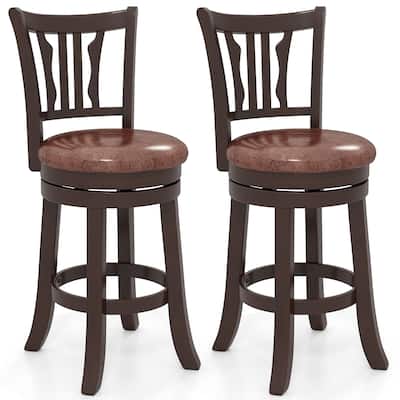 Gymax 26'' Counter Height Swivel Bar Stools Set of 2 w/Back & Faux