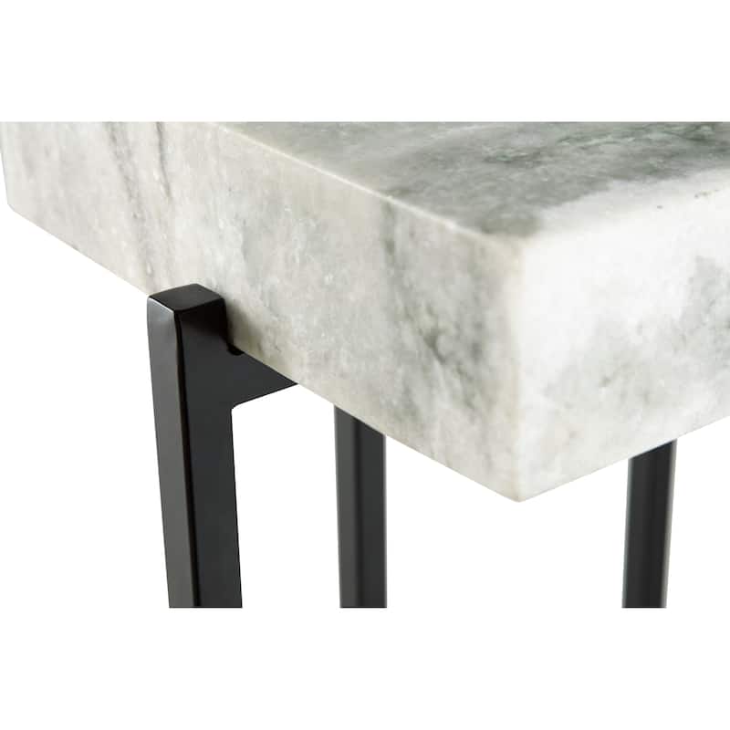 View Point Modern 24" Tall Genuine Marble Top Accent End Table