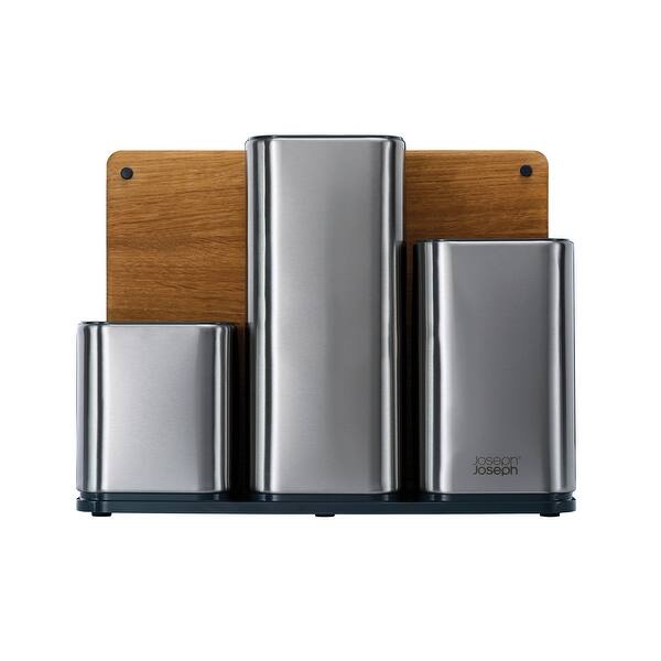 Joseph Joseph CounterStore Steel Utensil Organizer with Oak Cutting