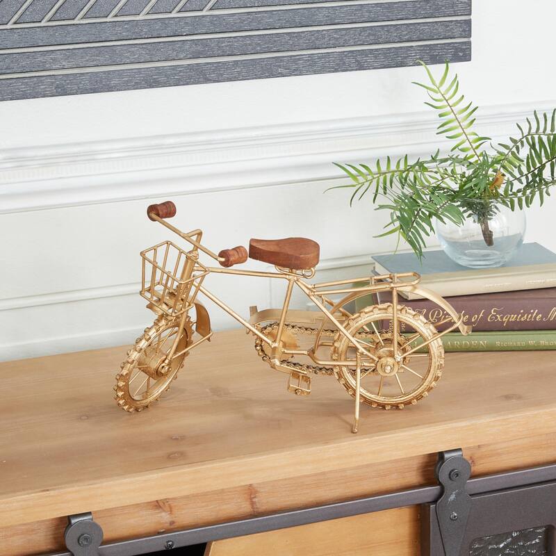 Metal Bike Decorative Sculpture - Gold - Roche River Decor