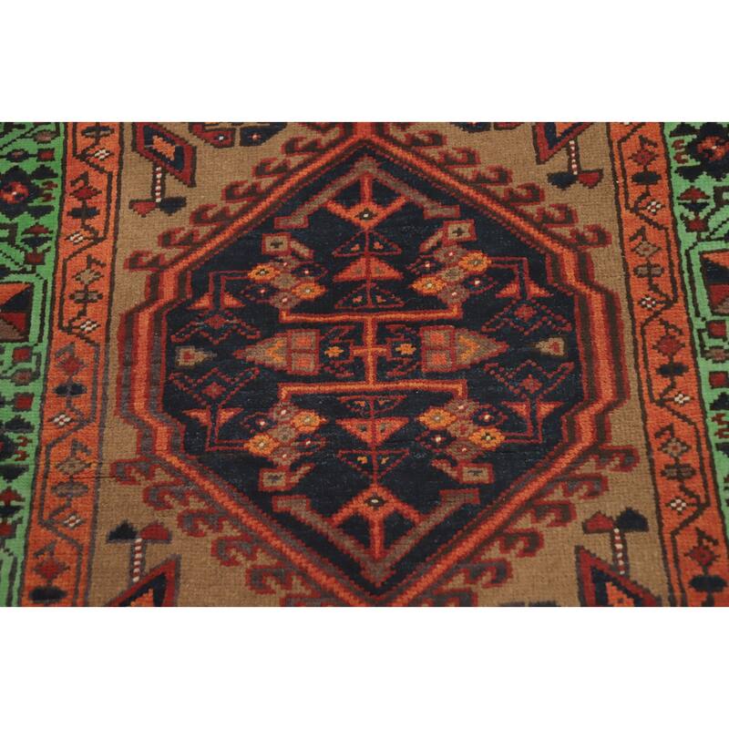 Hand Knotted Oriental 100% Wool Carpet Traditional Tribal Brown Ardebil Runner Rug - 10' 6'' X 3' 4''