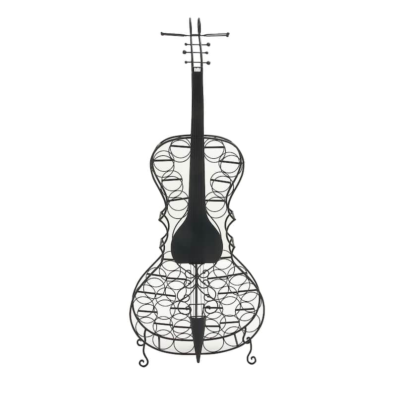 Metal Cello 26 Bottle Standing Wine Rack - Black - Roche River Decor - 8"W x 27"L x 68"H
