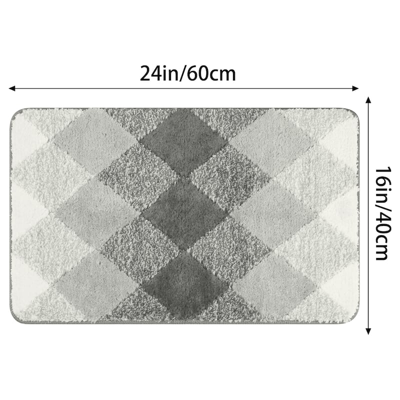 Geometric Pattern Bathroom Rug Mat, Soft Absorbent Bath Mat, Non-Slip Comfortable Carpet for Tub, Shower, Home Decor
