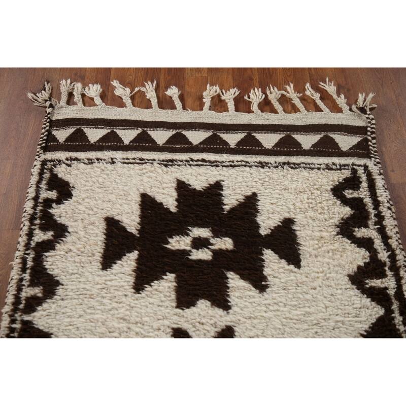 Natural Dye Kurdish Turkish Runner Rug Hand-knotted Wool Carpet - 3'4"x 11'4"