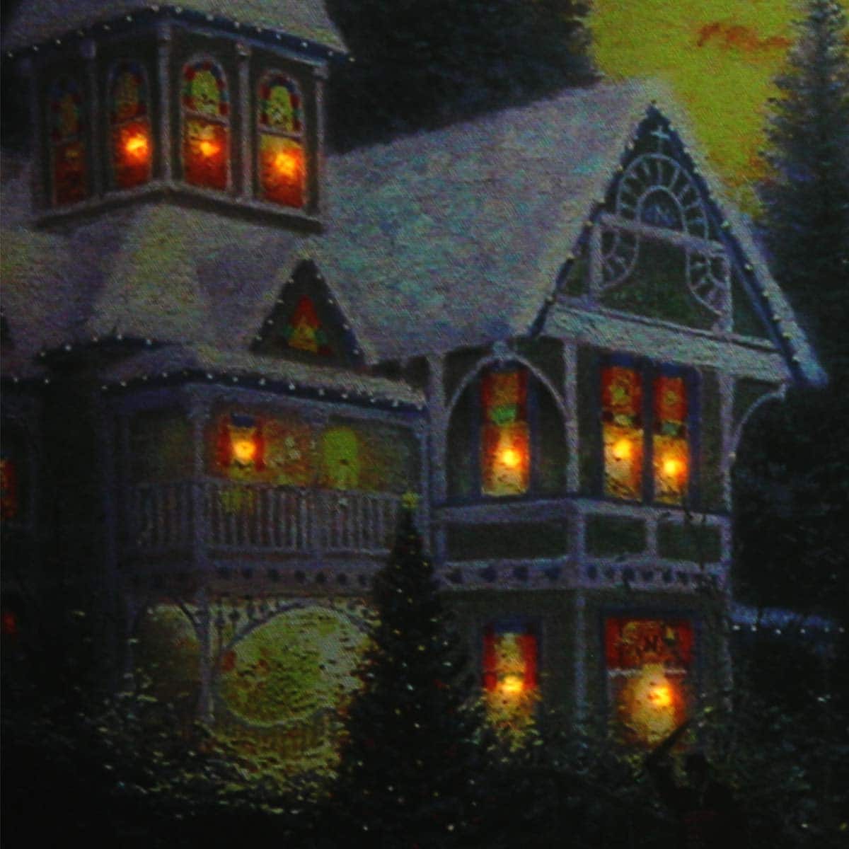 LED Lighted Victorian Christmas at Sunset Canvas Wall Art 15.75