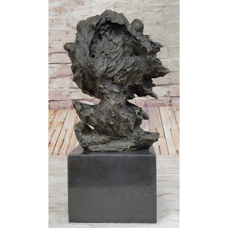 Hand Made African Lion Bust Museum Quality Bronze Sculpture By Barye Figurine