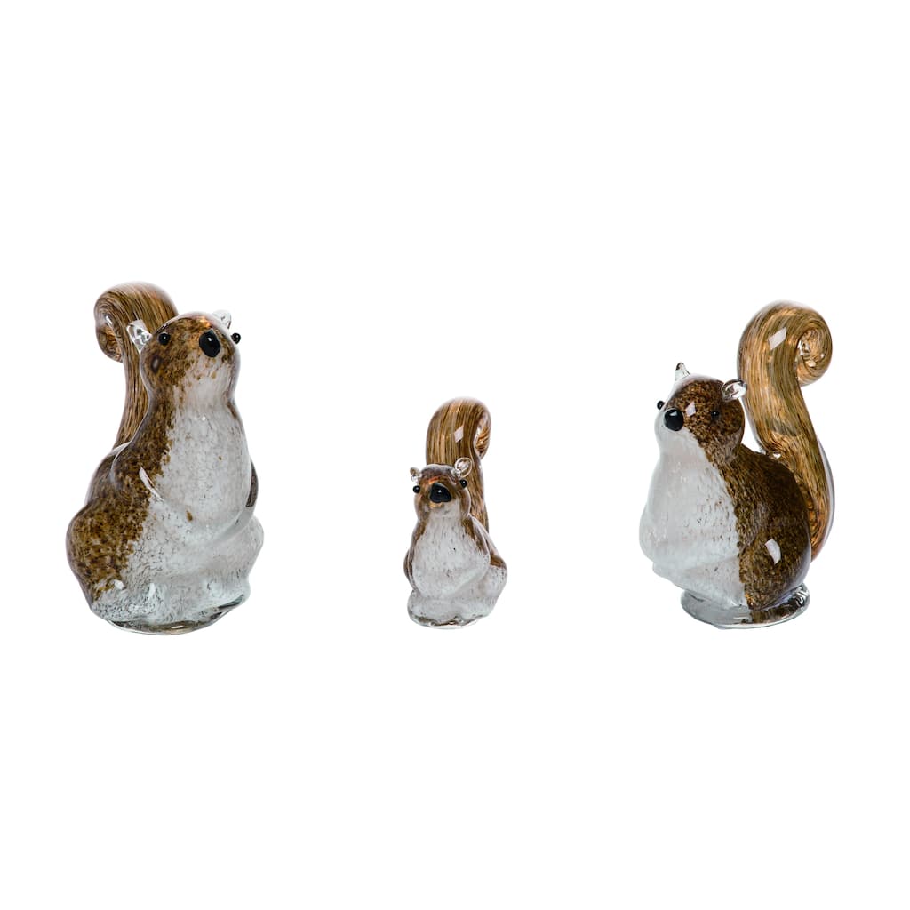 Transpac Glass 6.5 in. Multicolor Autumn Squirrel Figurine Set of 3